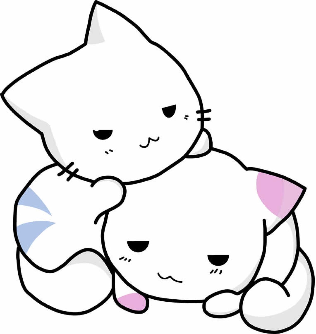 两只依偎在一起的卡通猫咪 Nemo作品 演绎说明：去除字“jet aime”（法语：我爱你）