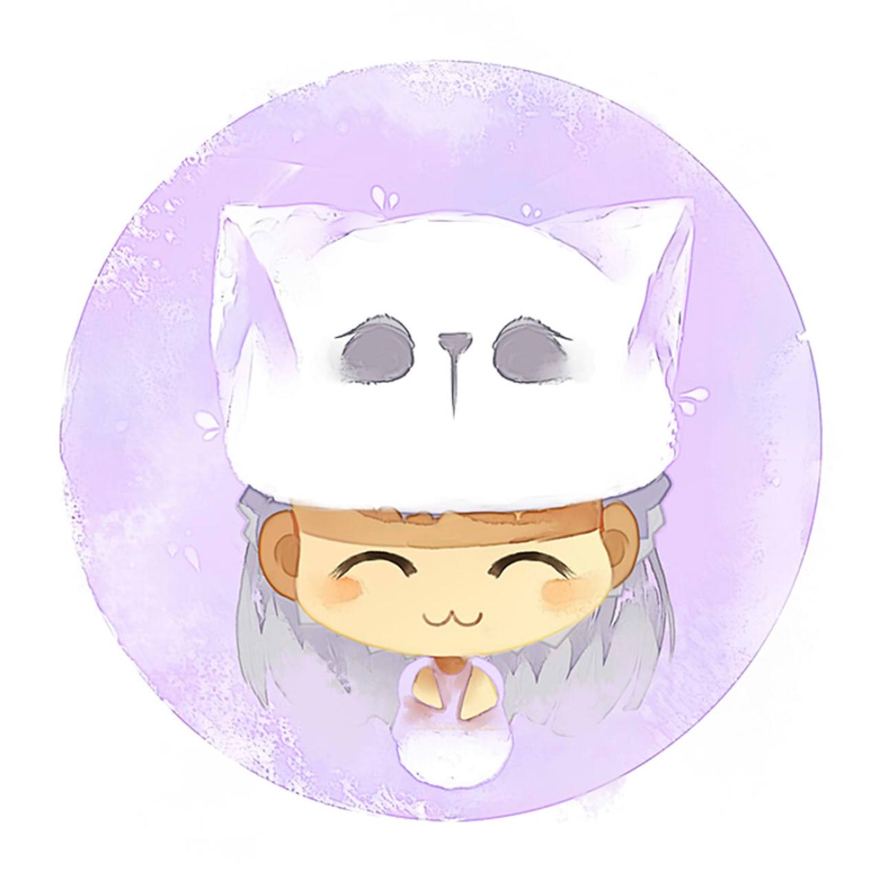 戴着萨摩耶犬帽子的单身女孩头像