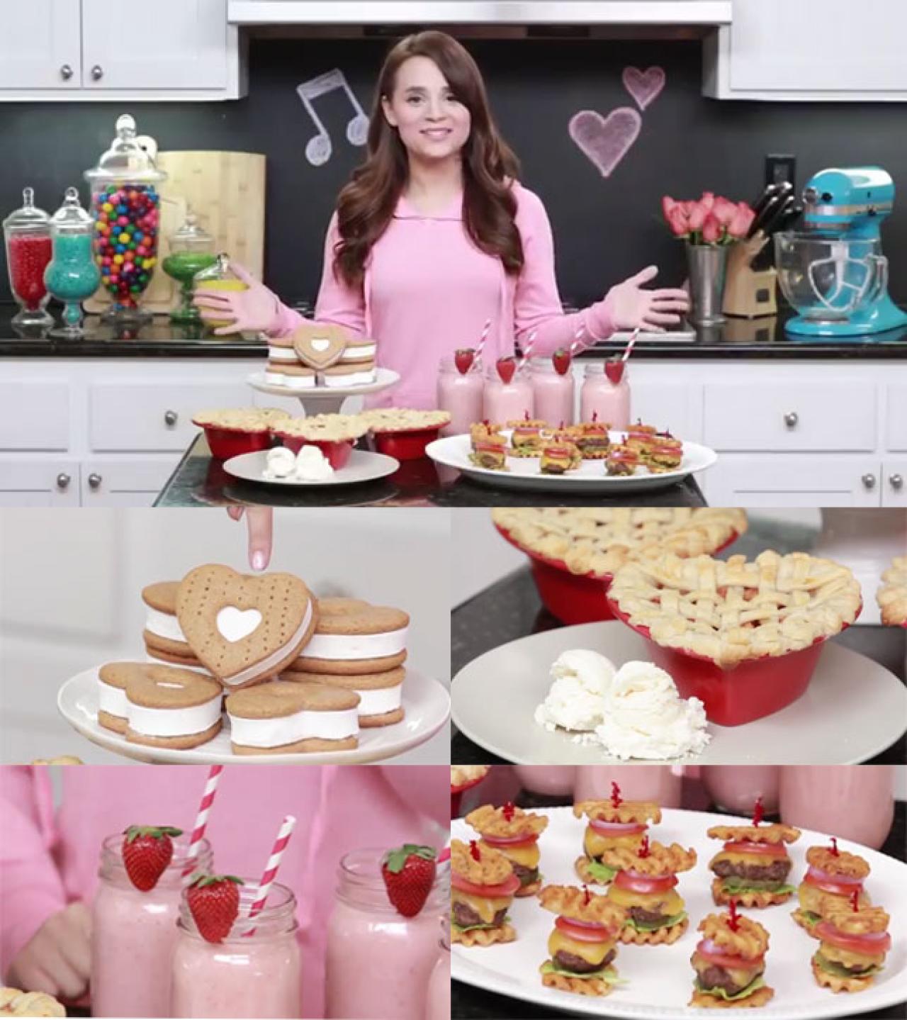 萌妹子Ro做出的全麦棉花糖饼干、甜心苹果派、草莓冰沙及华夫煎松饼