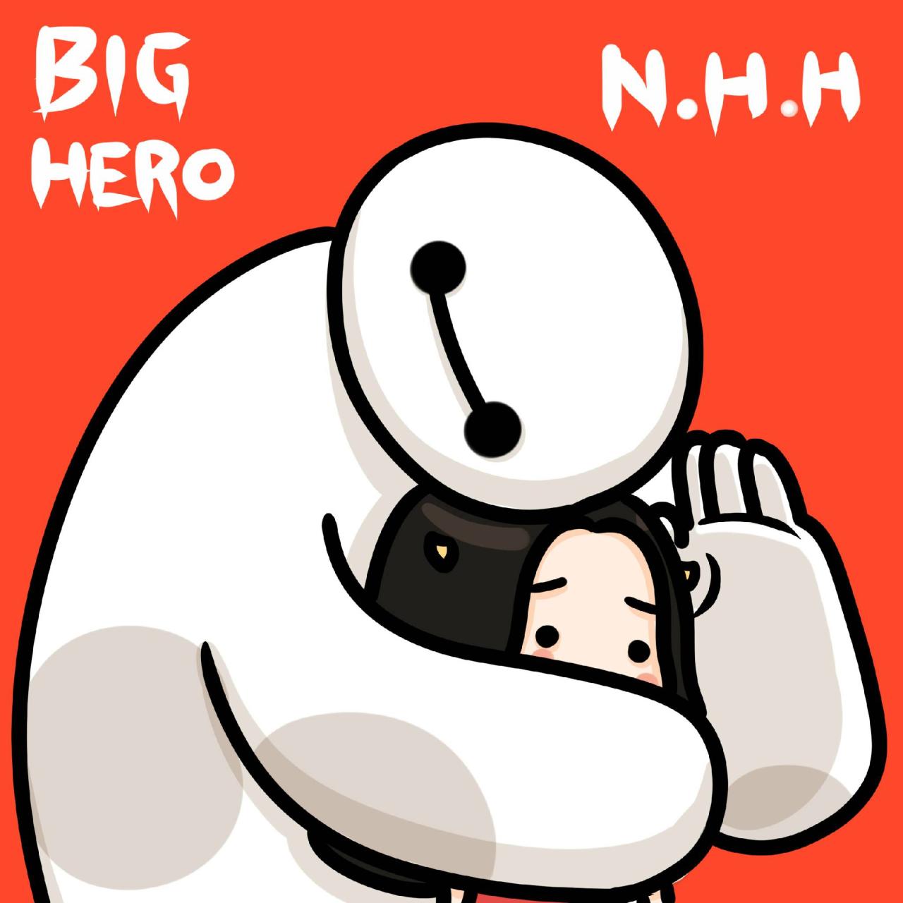 大白怀抱摸头的牛轰轰头像