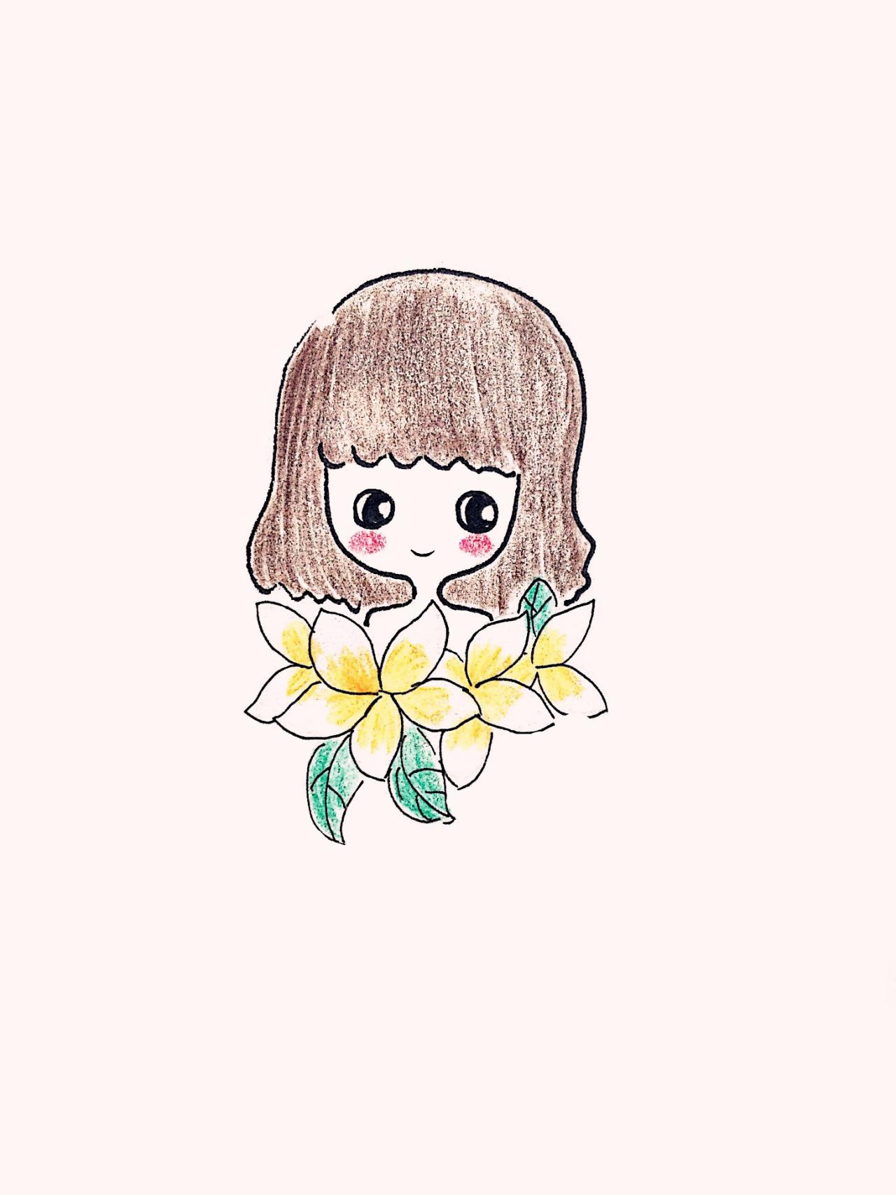 手绘迎春花萌妹子手机壁纸