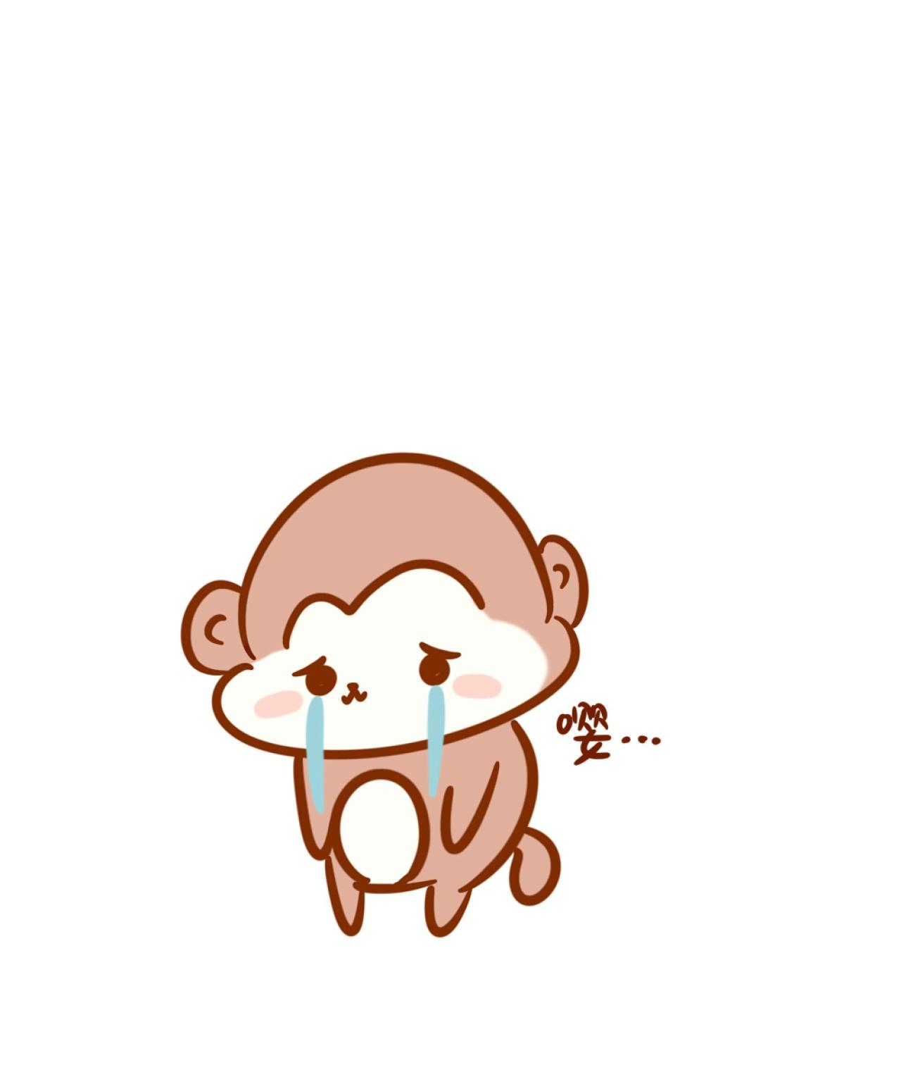 低头泪流满面的猴子表情：嘤嘤……