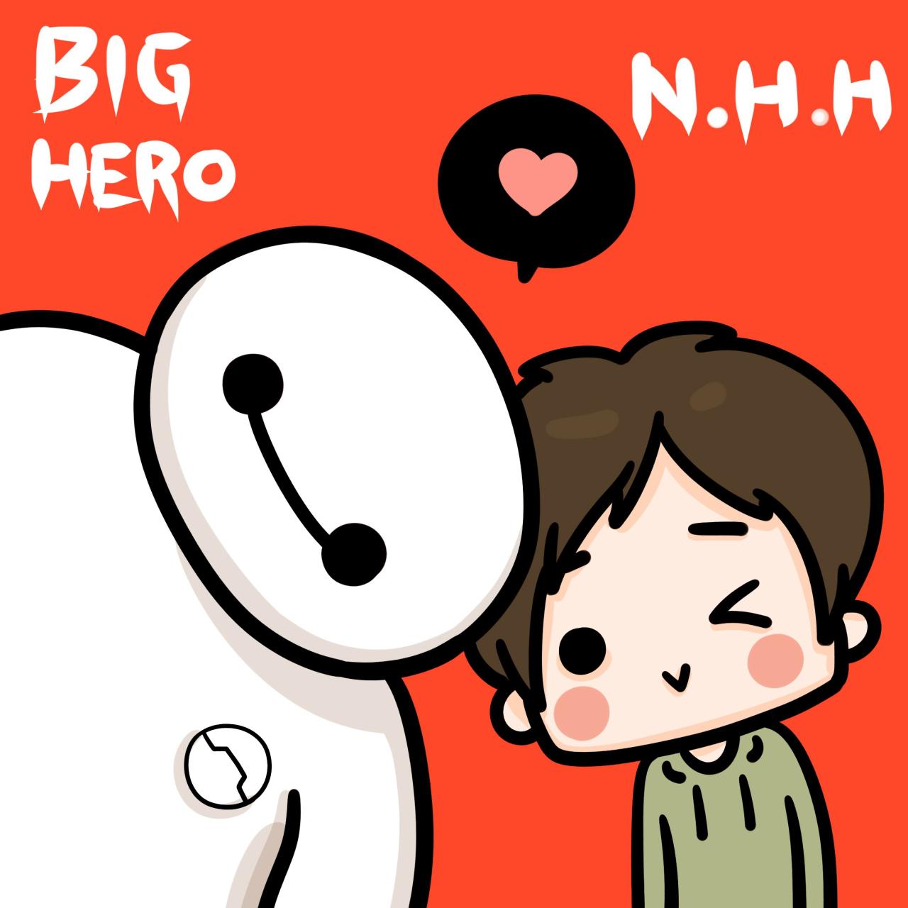 情侣头像男用：头挨在一起的牛轰轰小男友和大白头像