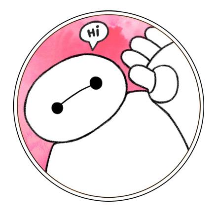 粉色背景打招呼的圆形大白头像