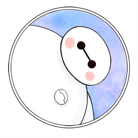 蓝色背景的圆形歪脖大白头像