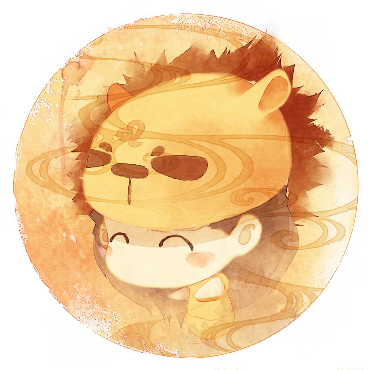 脸朝左下的狮子座女生圆头像