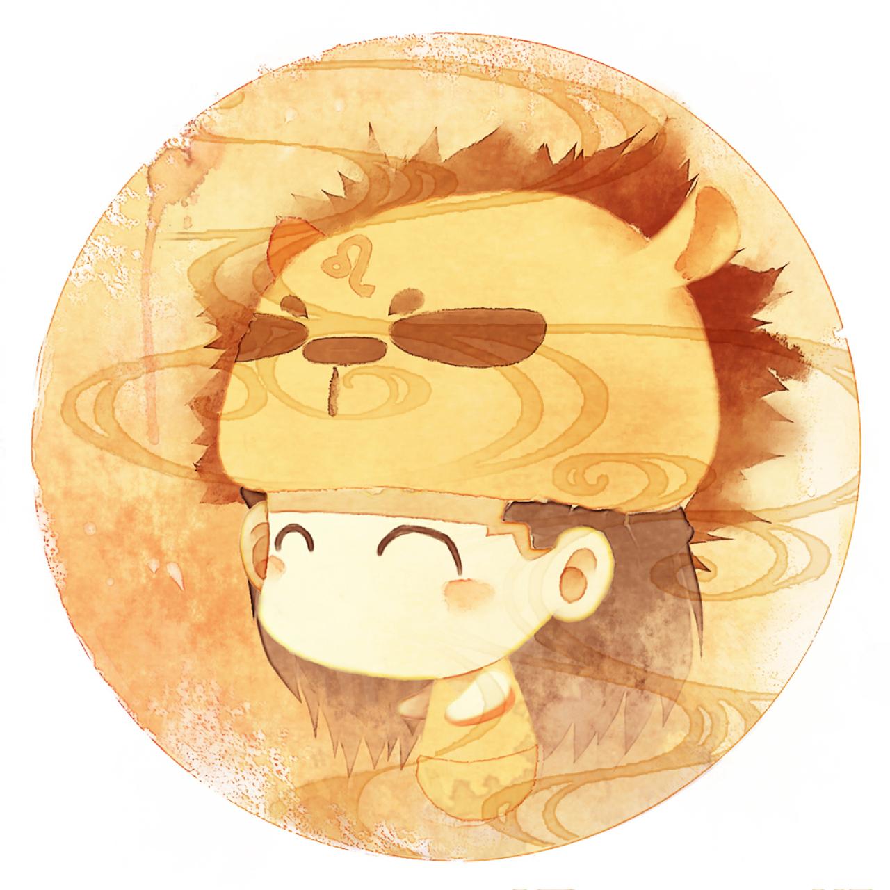 脸朝左的狮子座女生圆头像