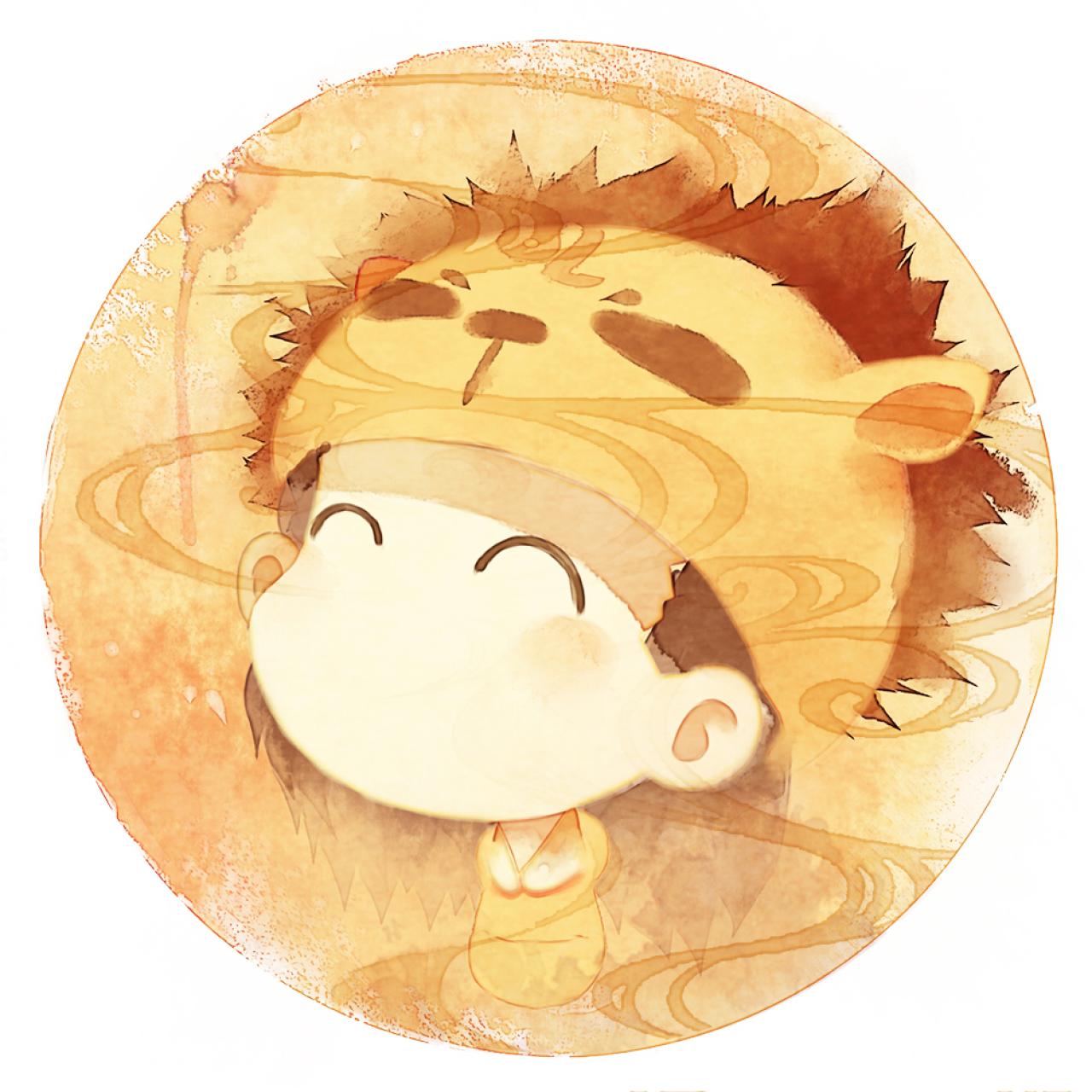 脸朝左上的狮子座女生圆头像