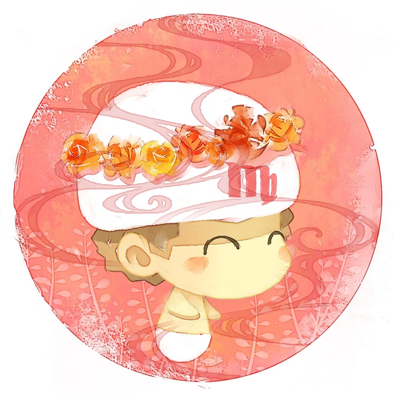 脸朝右的处女座男生圆头像