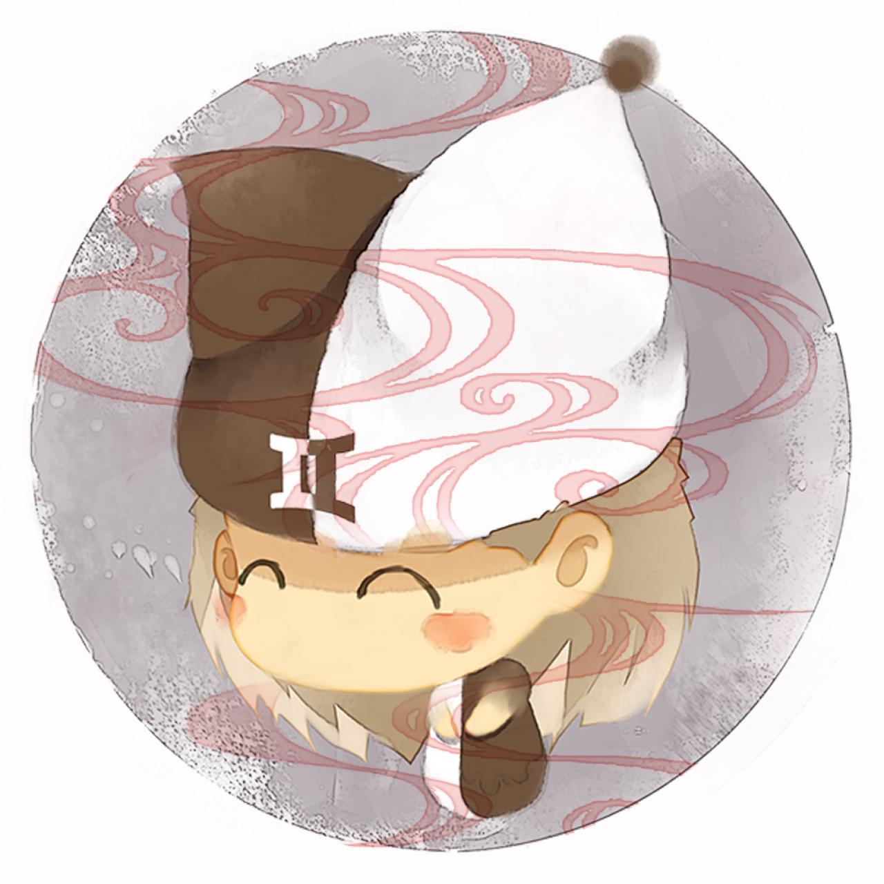 脸朝左下的双子座女生圆头像