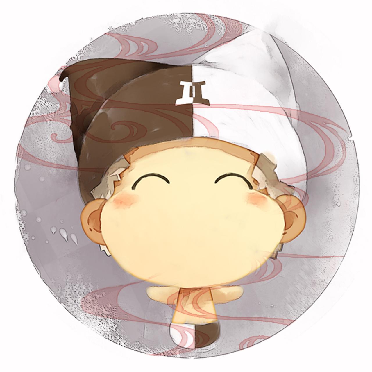 脸朝上的双子座男生圆头像