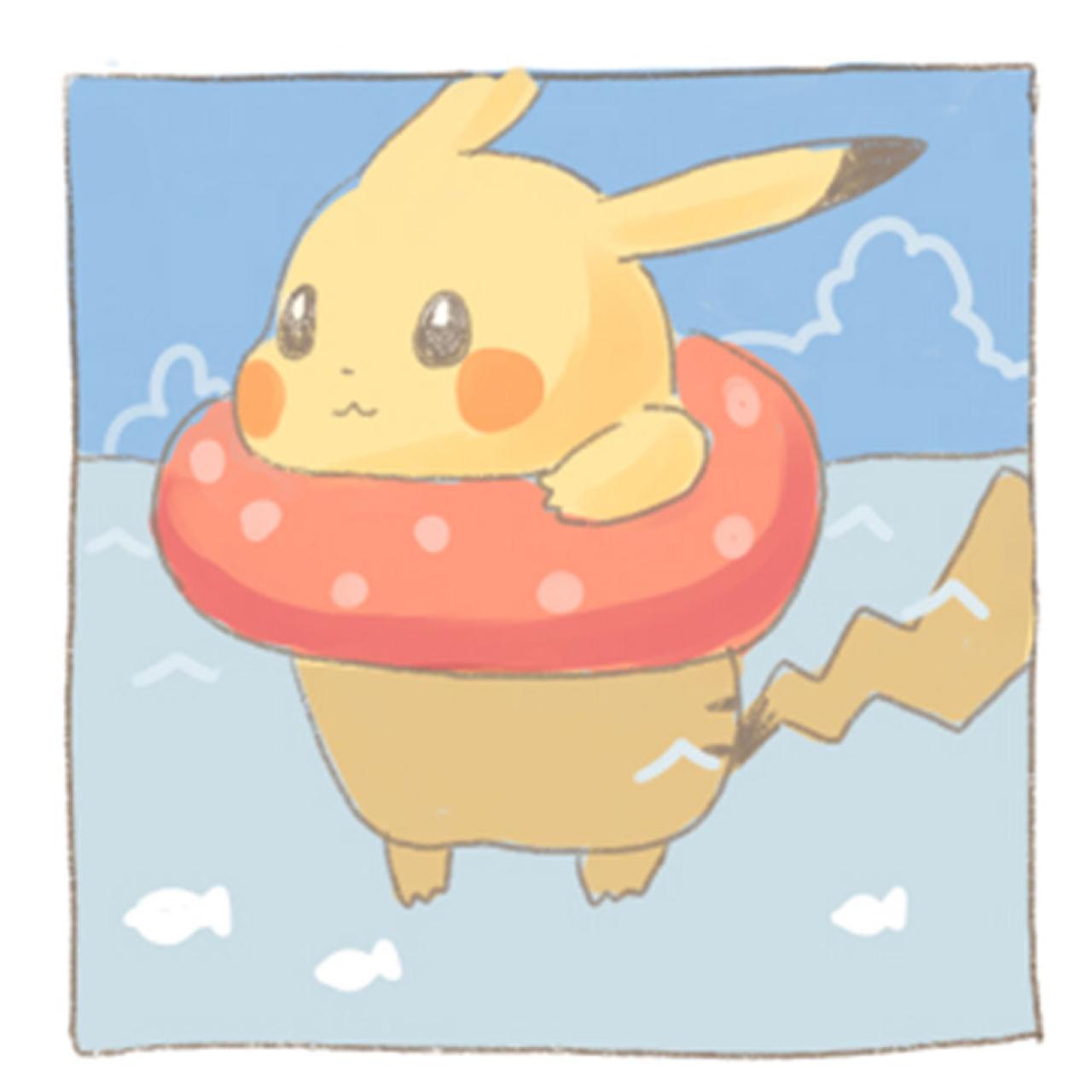 撑着泳圈游泳的皮卡丘头像