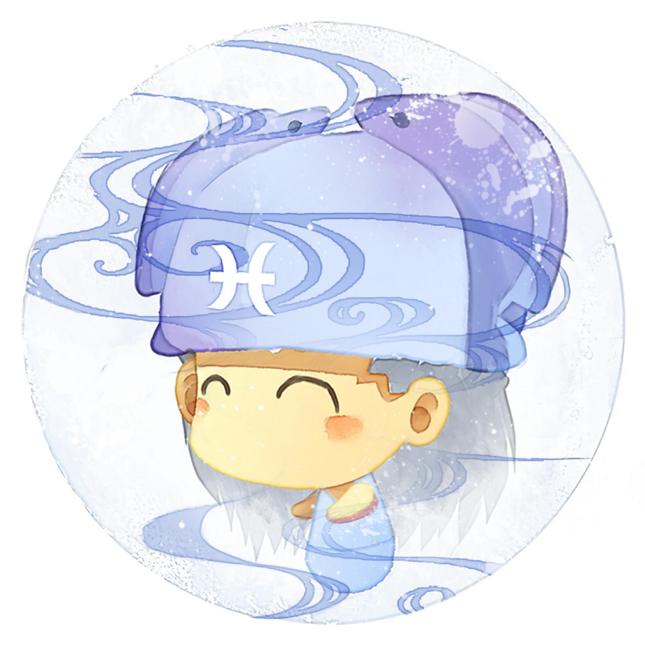 脸朝左的双鱼座女生圆头像