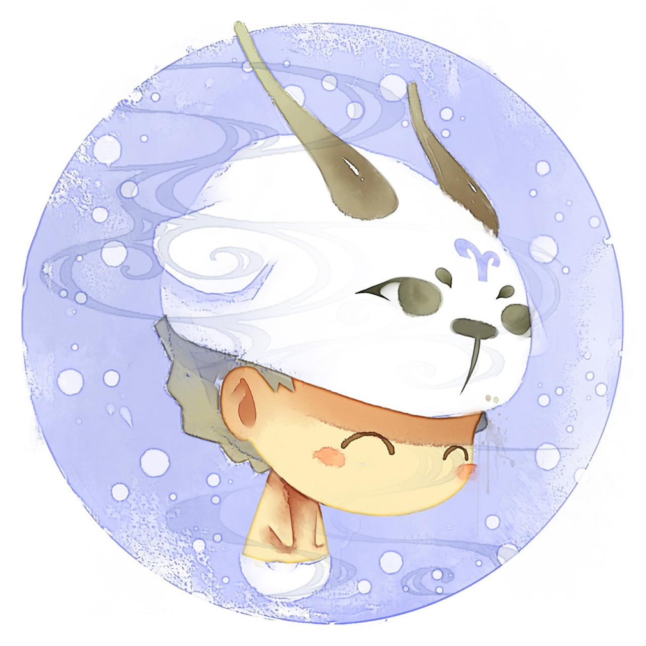 脸朝右下的白羊座男生圆头像