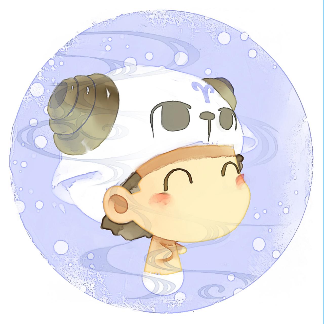 脸朝右上白羊座男生圆头像