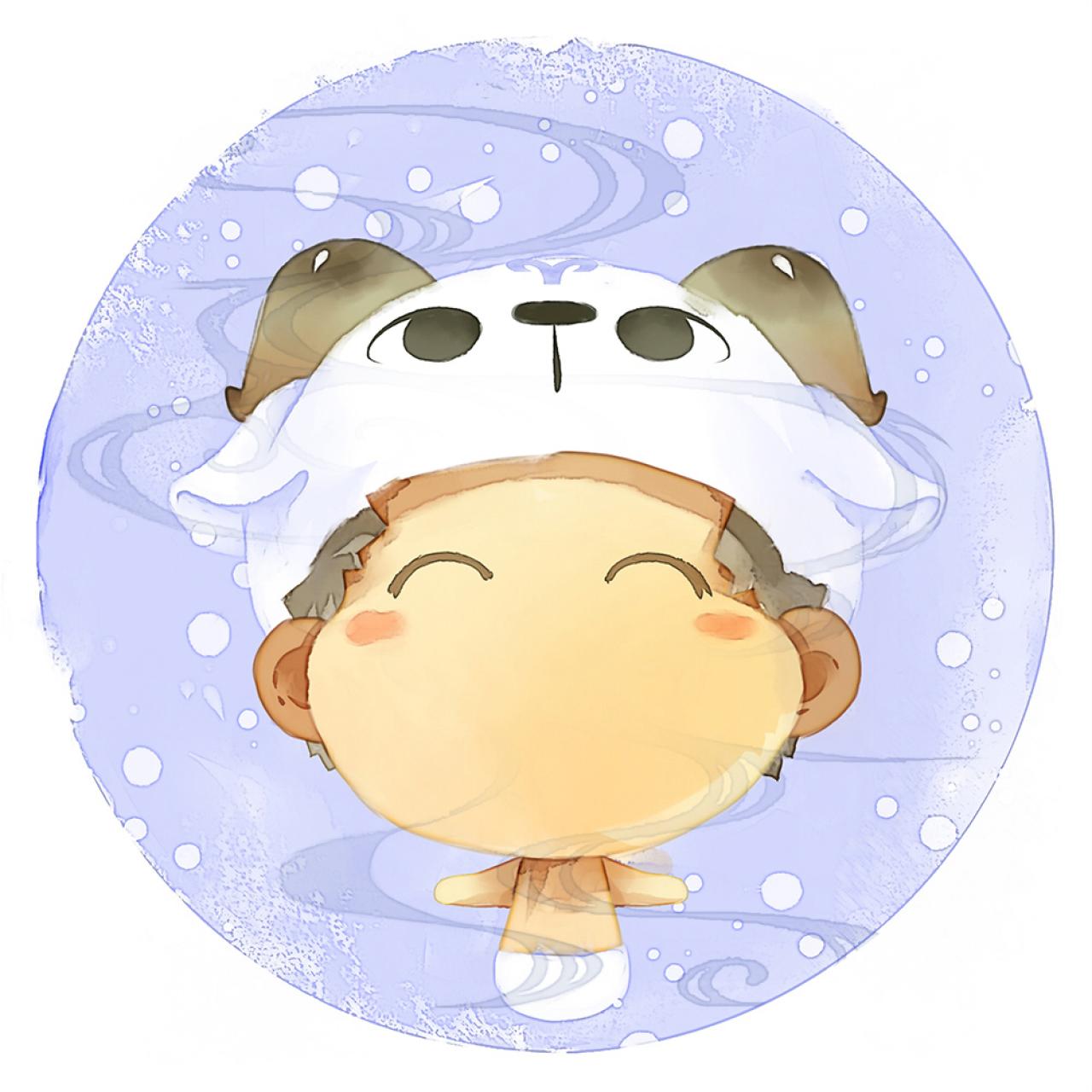 脸朝上的白羊座男生圆头像