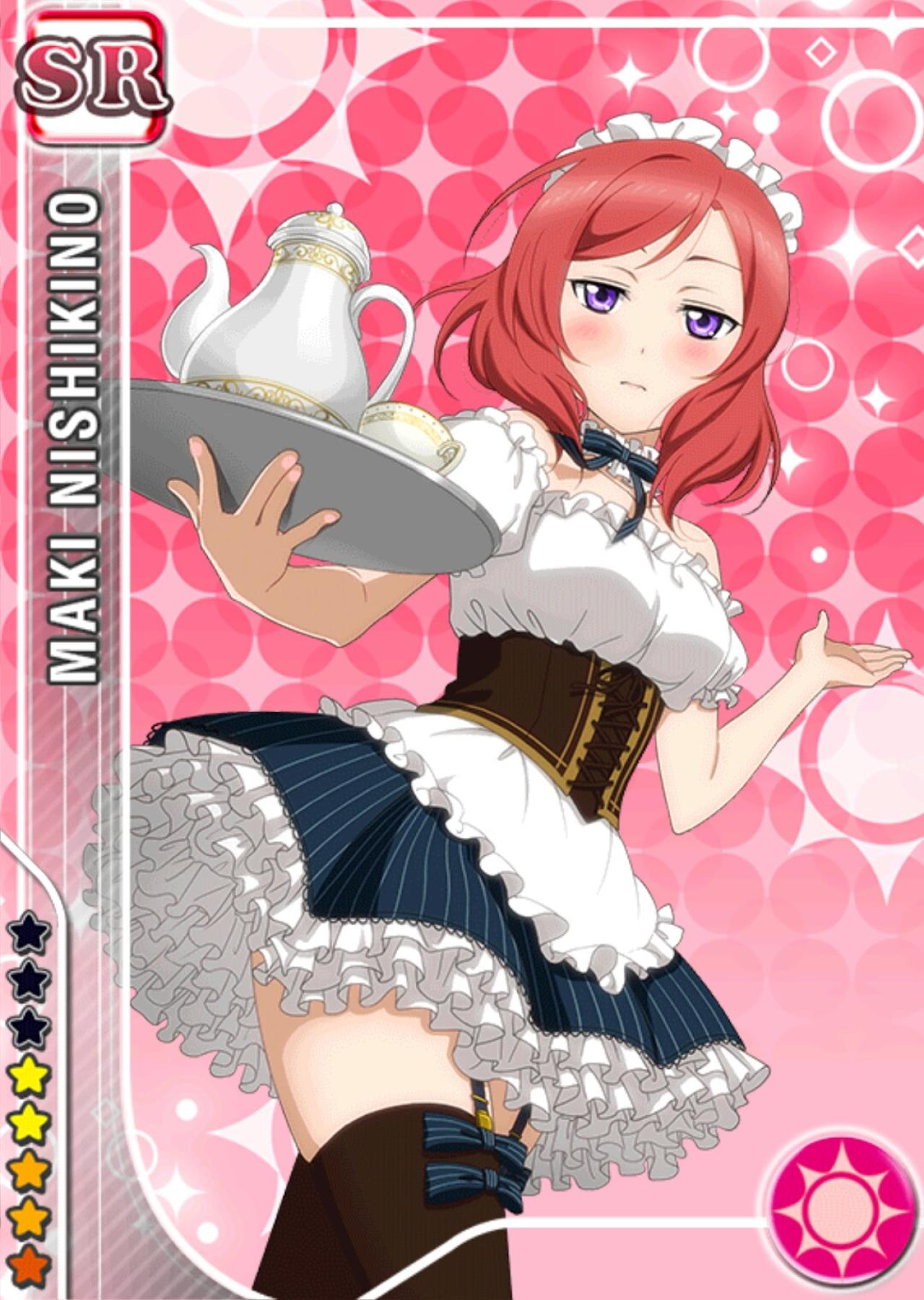 LoveLive!学园偶像祭第167号SR卡牌Maki Event：咖啡馆的西木野真姬蓝裙束腰女仆装