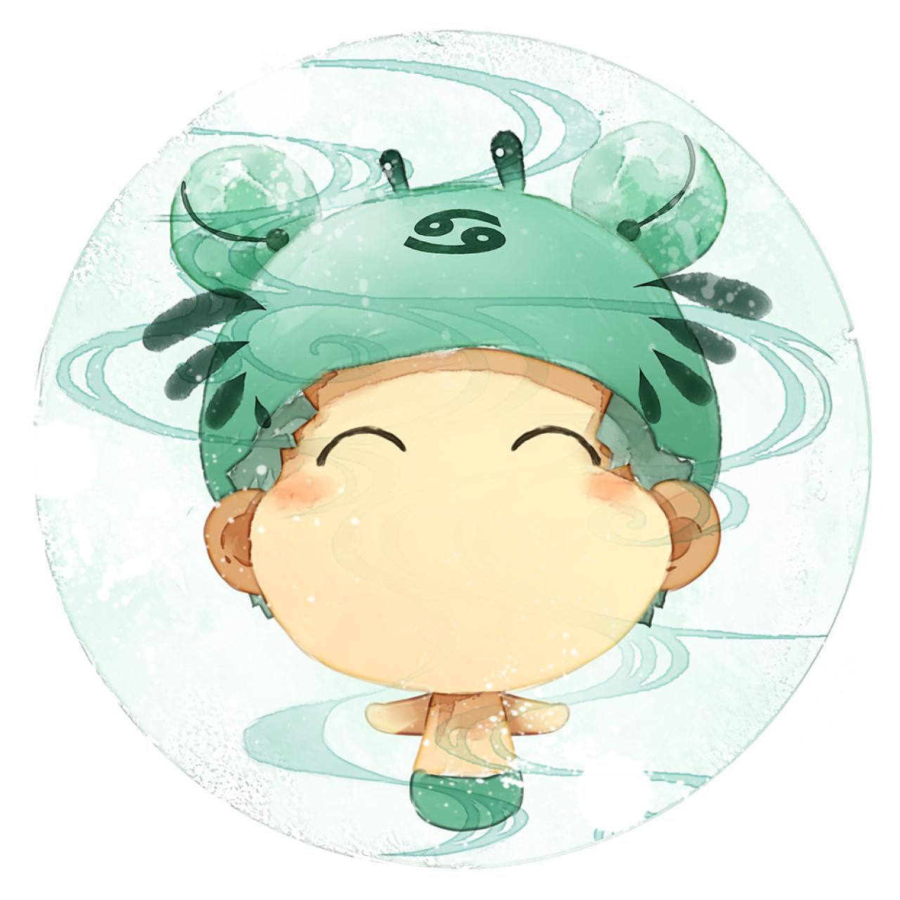 脸朝上的巨蟹座男生圆头像