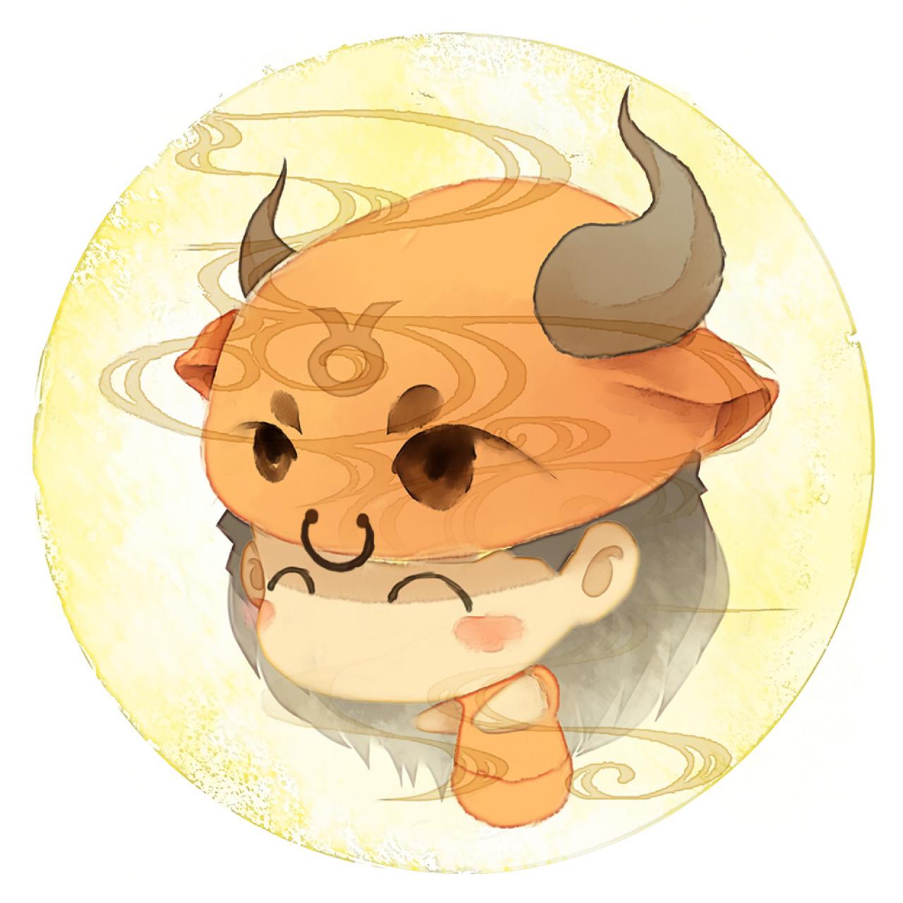 脸朝左下的金牛座女生圆头像