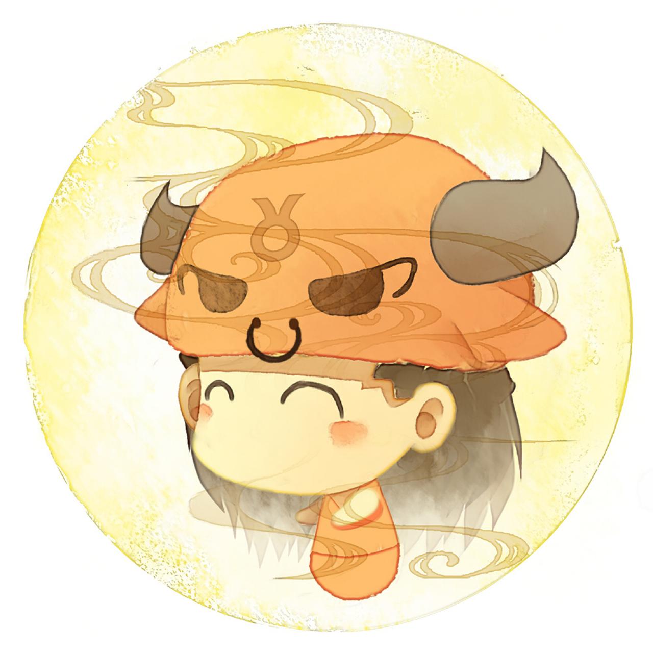 脸朝左的金牛座女生圆头像