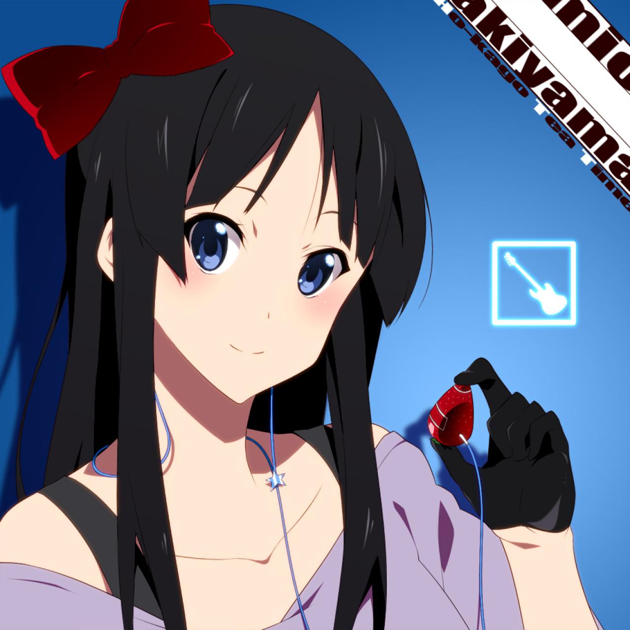 吉他图标，戴着草莓耳机的轻音少女秋山澪头像