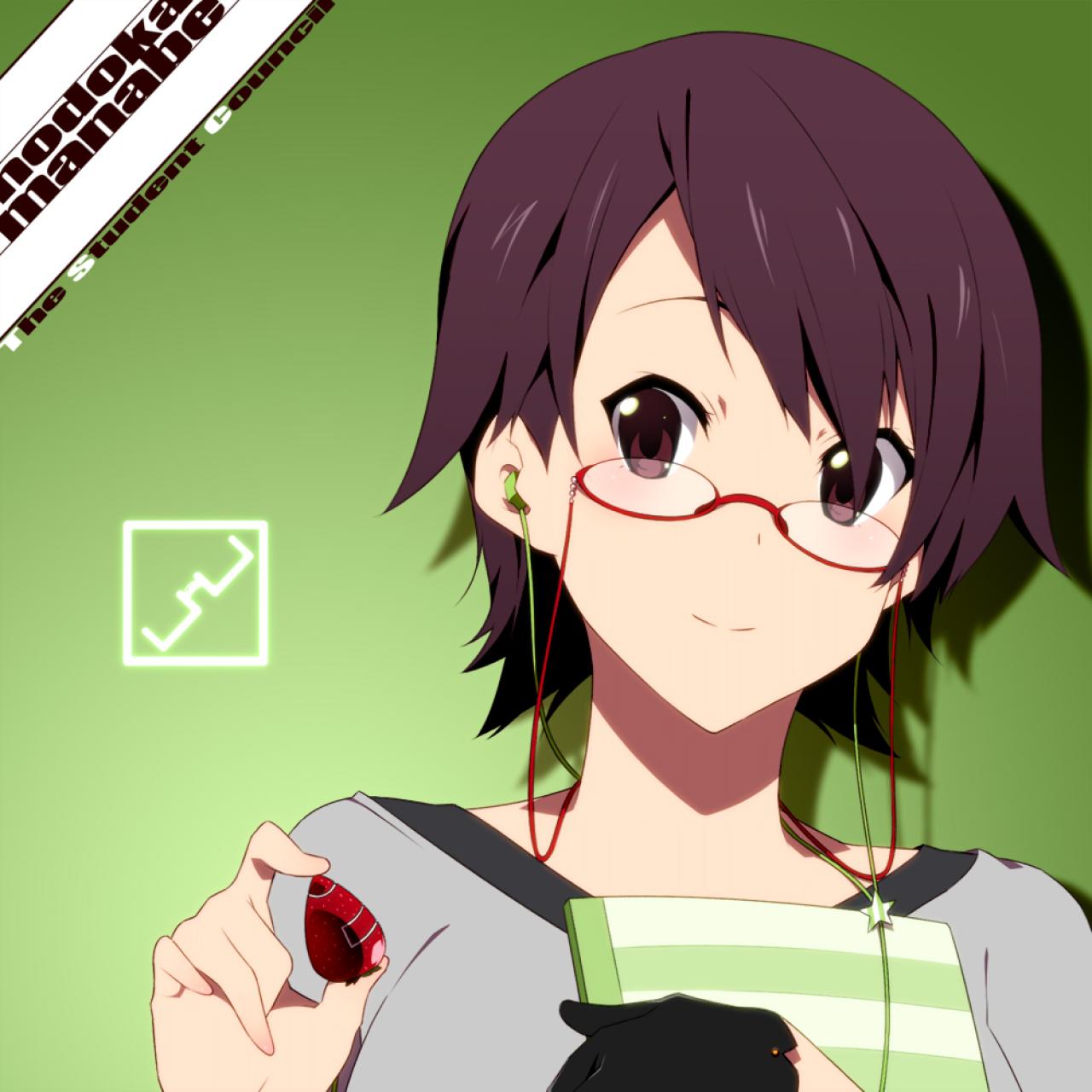 眼镜图标，戴着草莓耳机的轻音少女真锅和头像