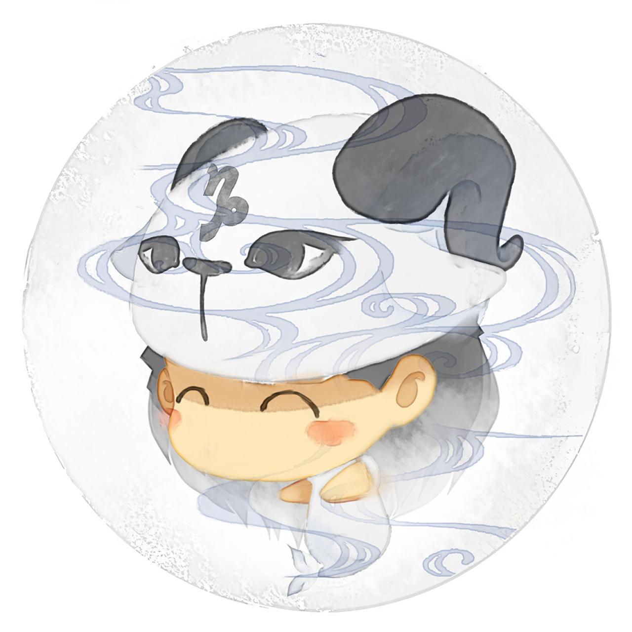 脸朝左下的摩羯座女生圆头像