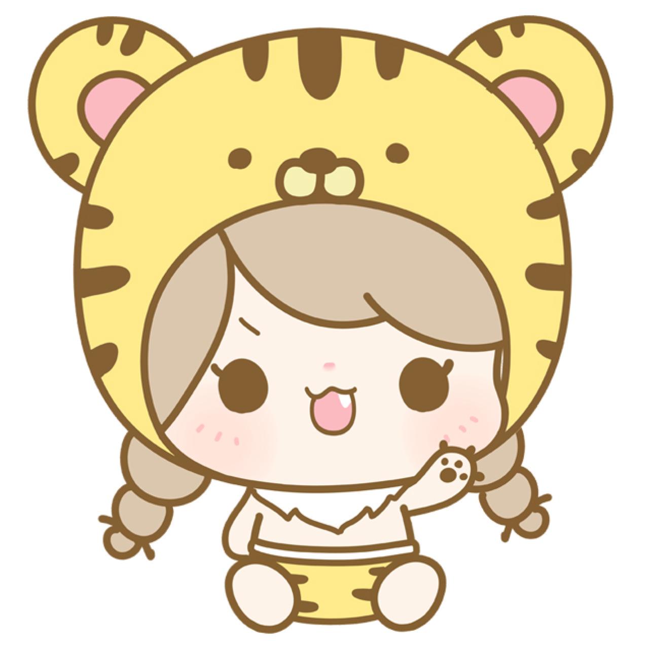 伸着爪子，露出小虎牙，扮演小老虎的丢丢头像