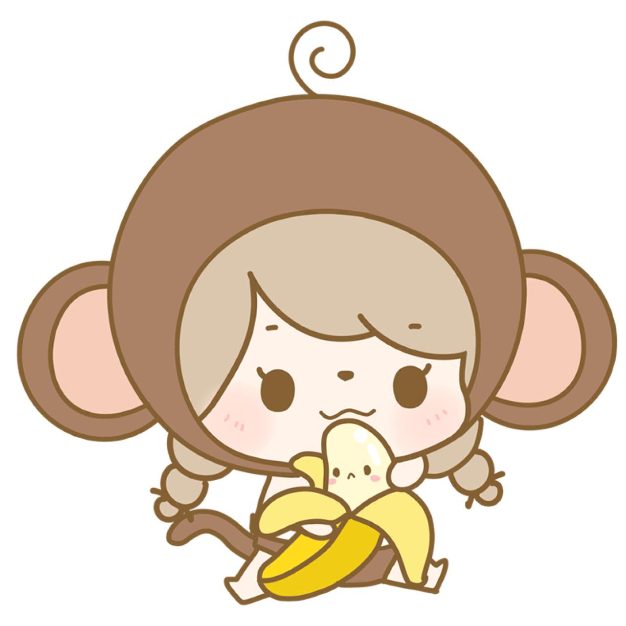 双手捧着香蕉，轻抚香蕉后脑勺的猴子丢丢头像