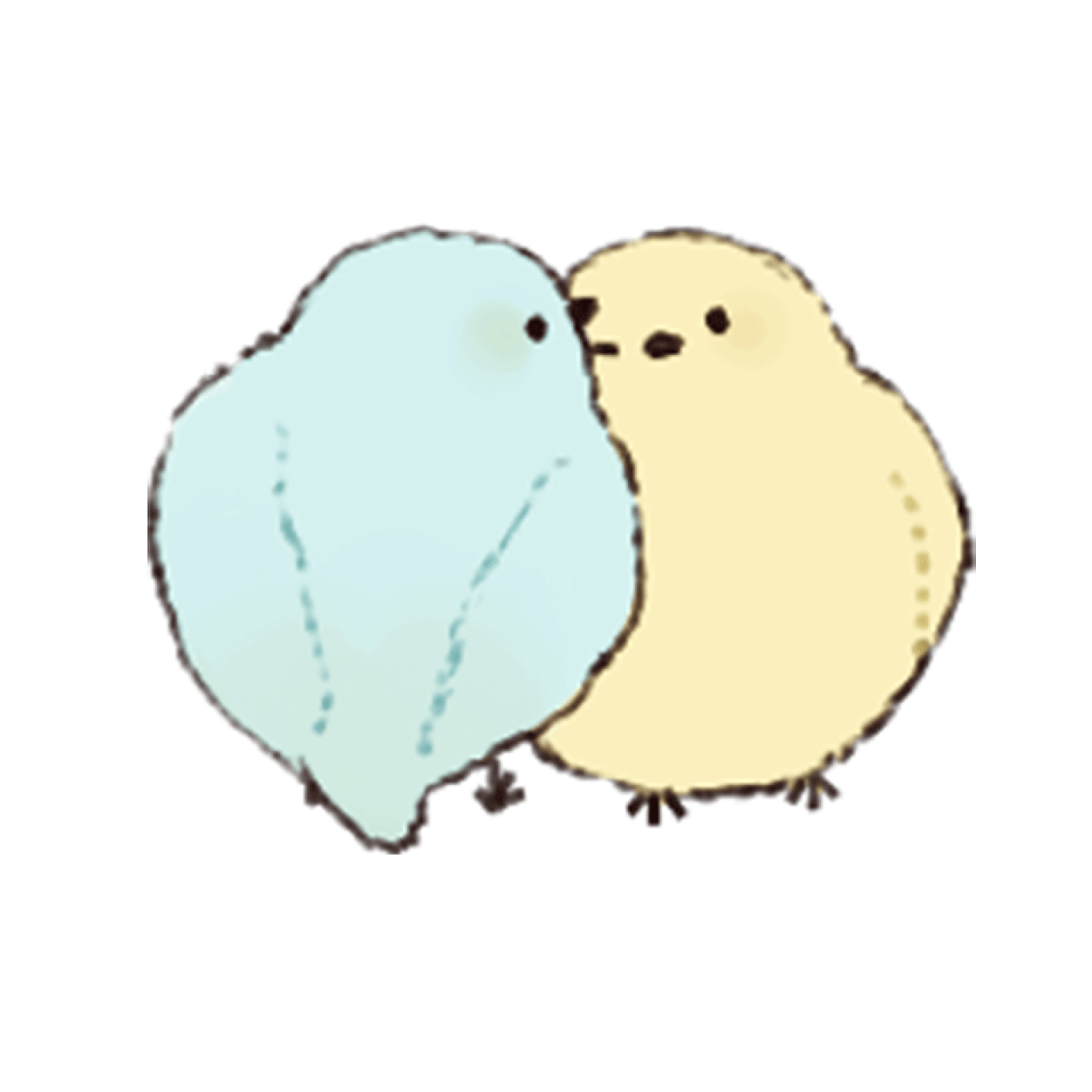 青色和黄色依偎在一起的两只小鸟头像