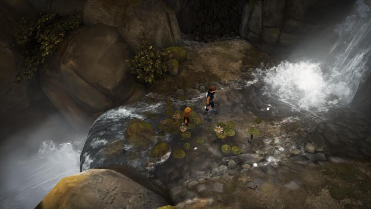 《兄弟：双子传说》中逼真的水、瀑布和人趟过去的涟漪