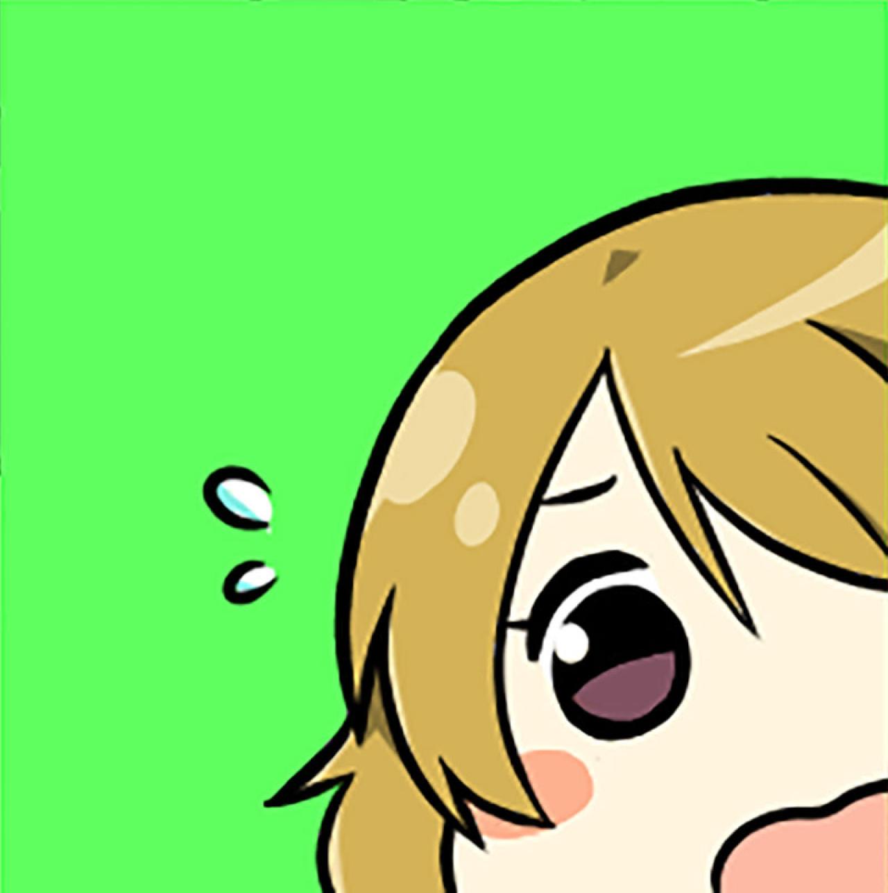 绿色背景半边脸的LoveLive!小泉花阳头像