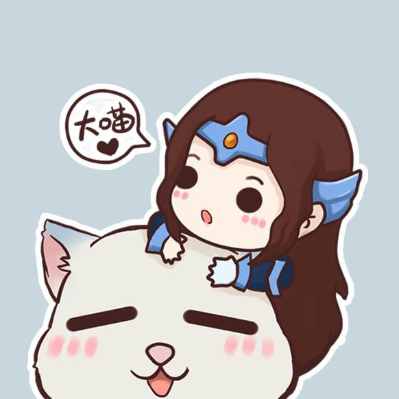 蓝色背景的Dota2月之女祭司白虎头像