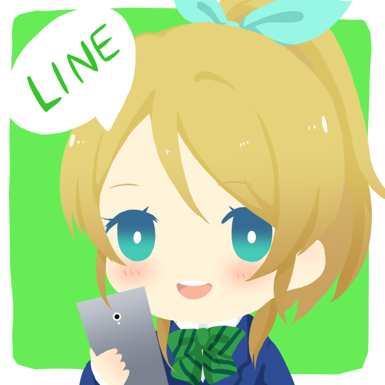 拿着手机聊天的LoveLive!绚濑绘里头像：LINE