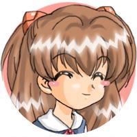 眯眼微笑的EVA新世纪福音战士明日香圆头像