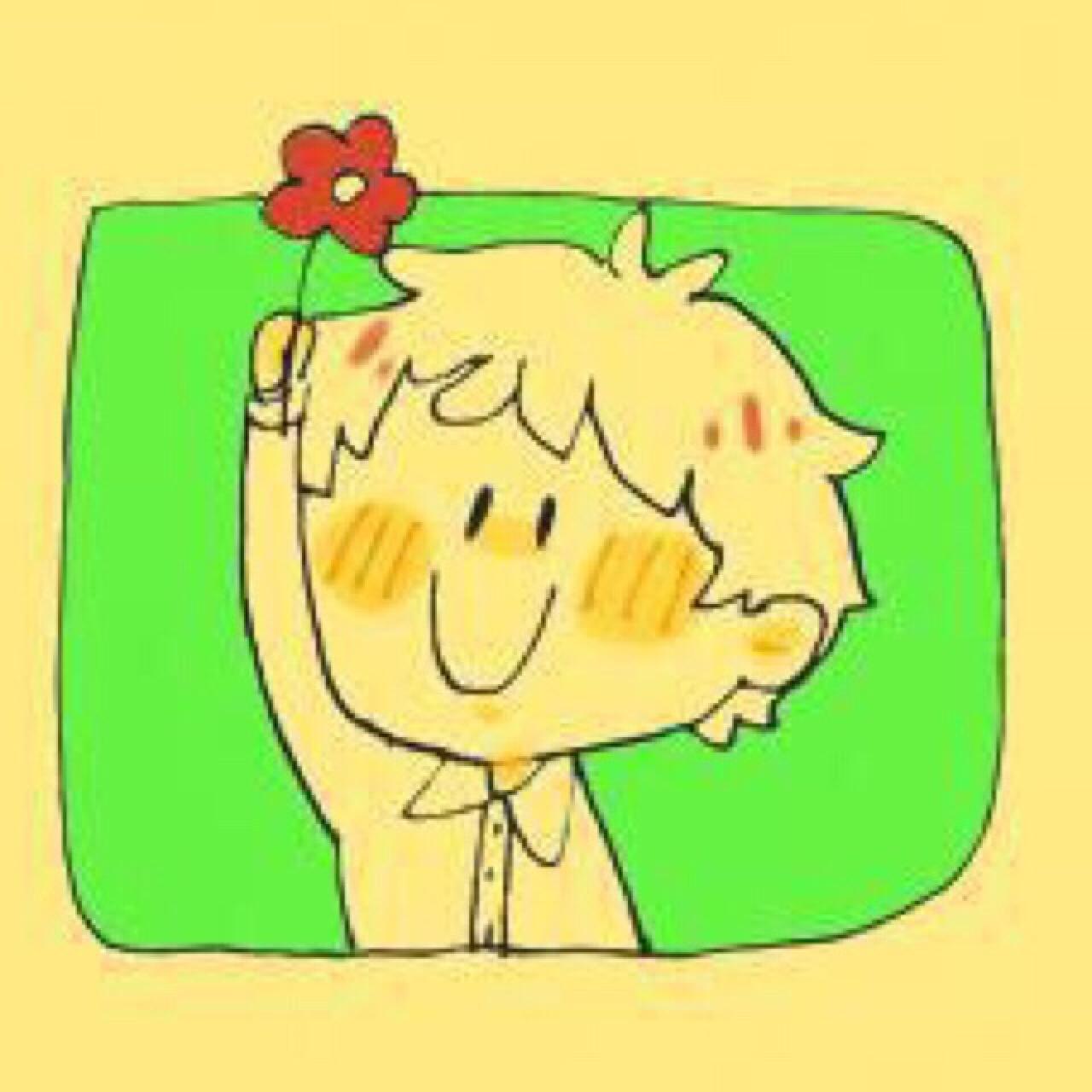 情侣头像男用：送小红花的男孩