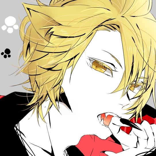 黄色长发和眼睛的猫爪猫耳男孩头像