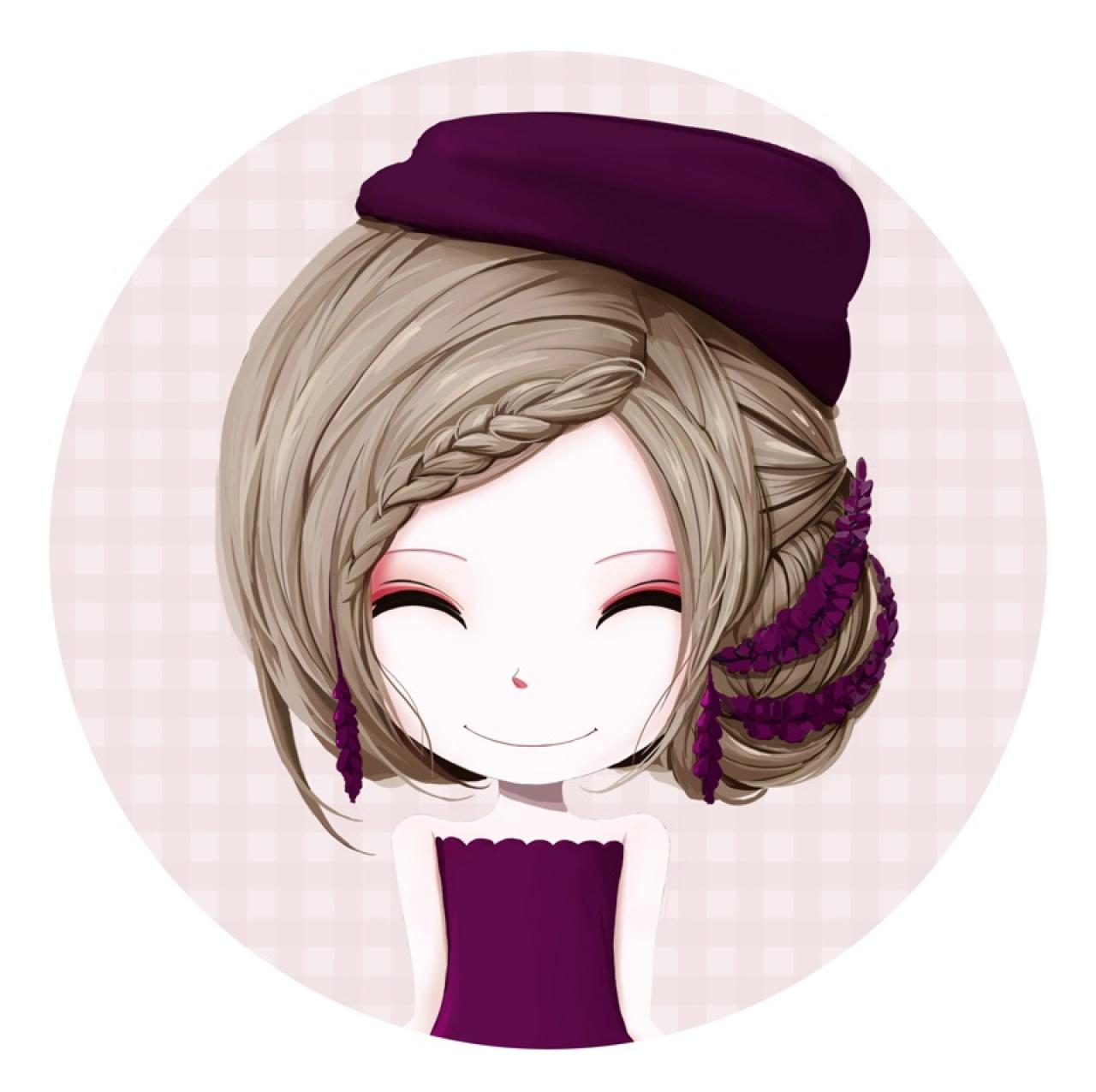 眯眼微笑的花花姑娘薰衣草姑娘头像