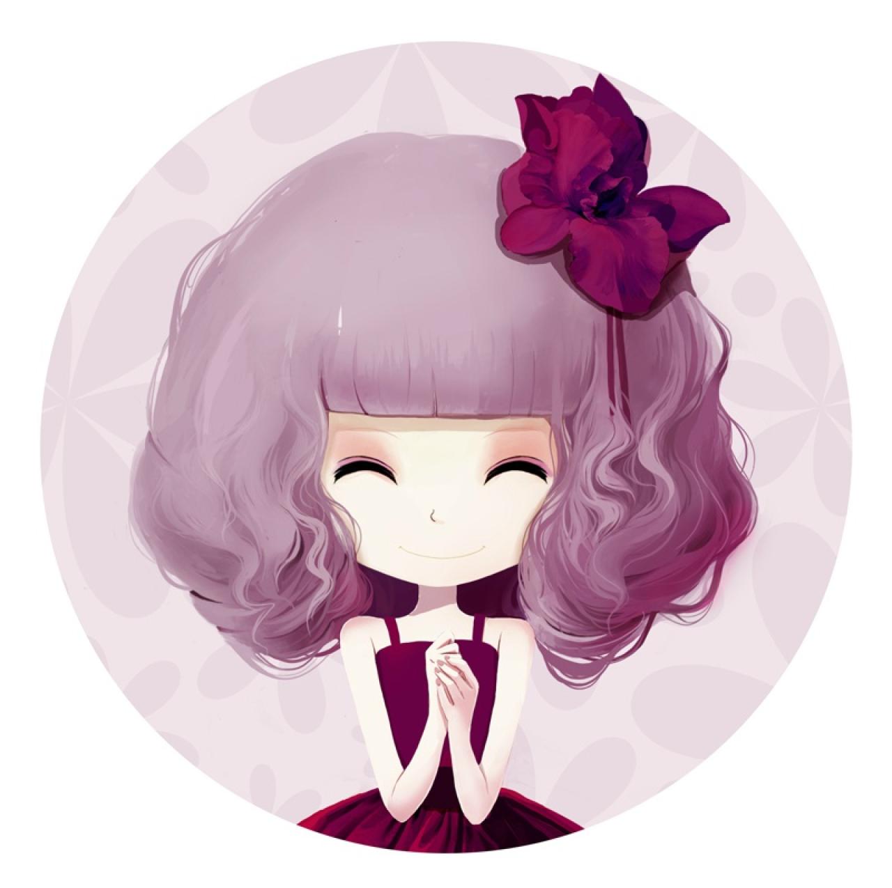 眯眼微笑的花花姑娘鸢尾姑娘头像