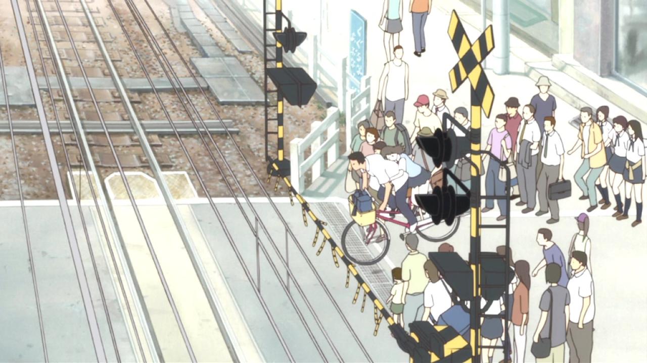 自行车撞到了铁路道口的木栏