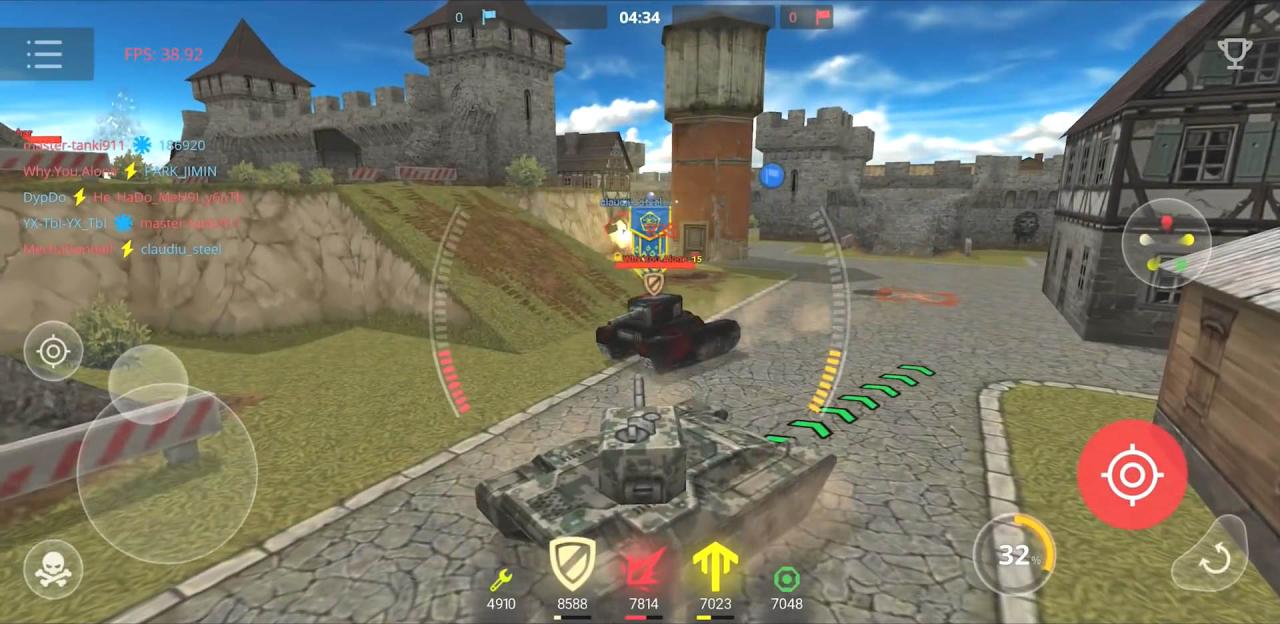 3D坦克移动版战场界面